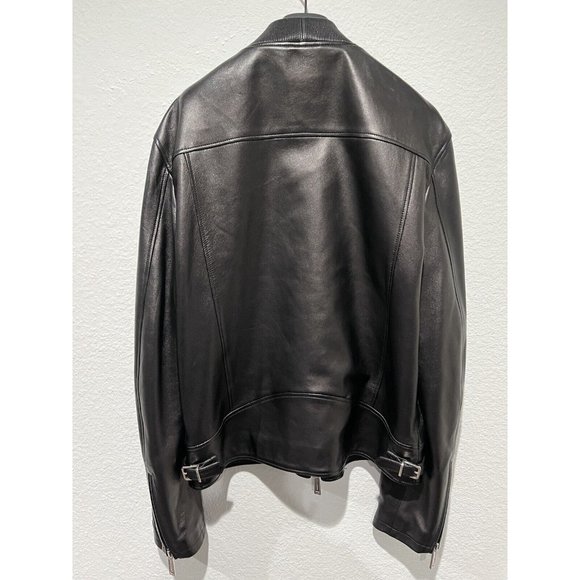 DSQUARED2 Single Rider Jacket / Lamb Leather Bomber / 50/Sheep Leather / Blk NWT - Picture 5 of 16